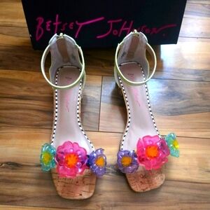 Betsey Johnson Bohemian Sandals with Flower Embellishments